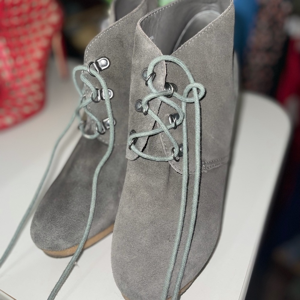 Express wedge lace up booties
